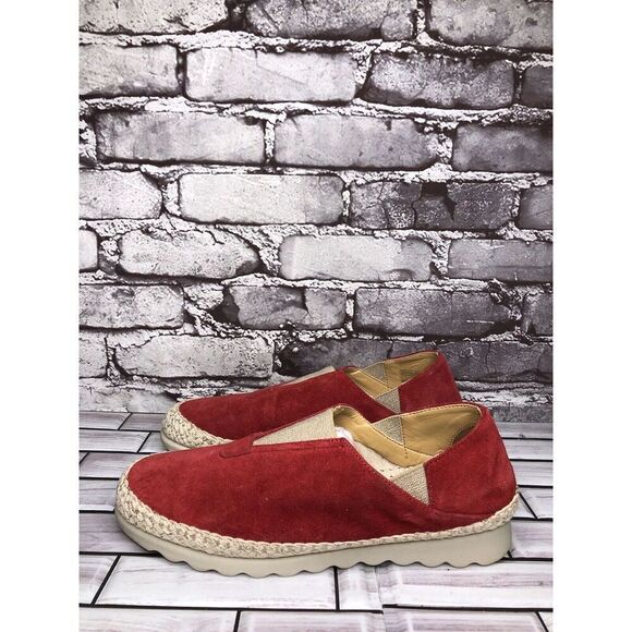 The Flexx Red Suede Leather Espadrilles Slip On Shoes Women Sz 8.5M US/40EU - Picture 1 of 16
